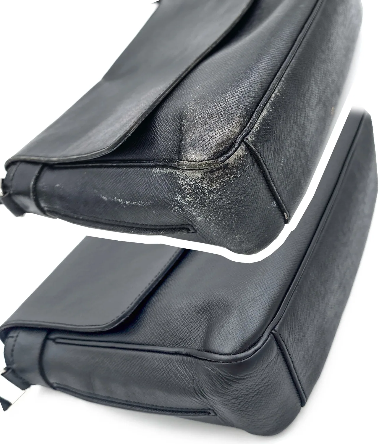 Black handbag — Corner reconstruction and refinishing
