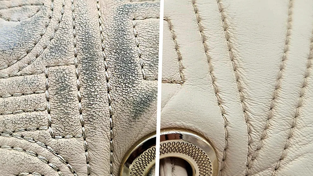 White leather — Texture and colour restoration